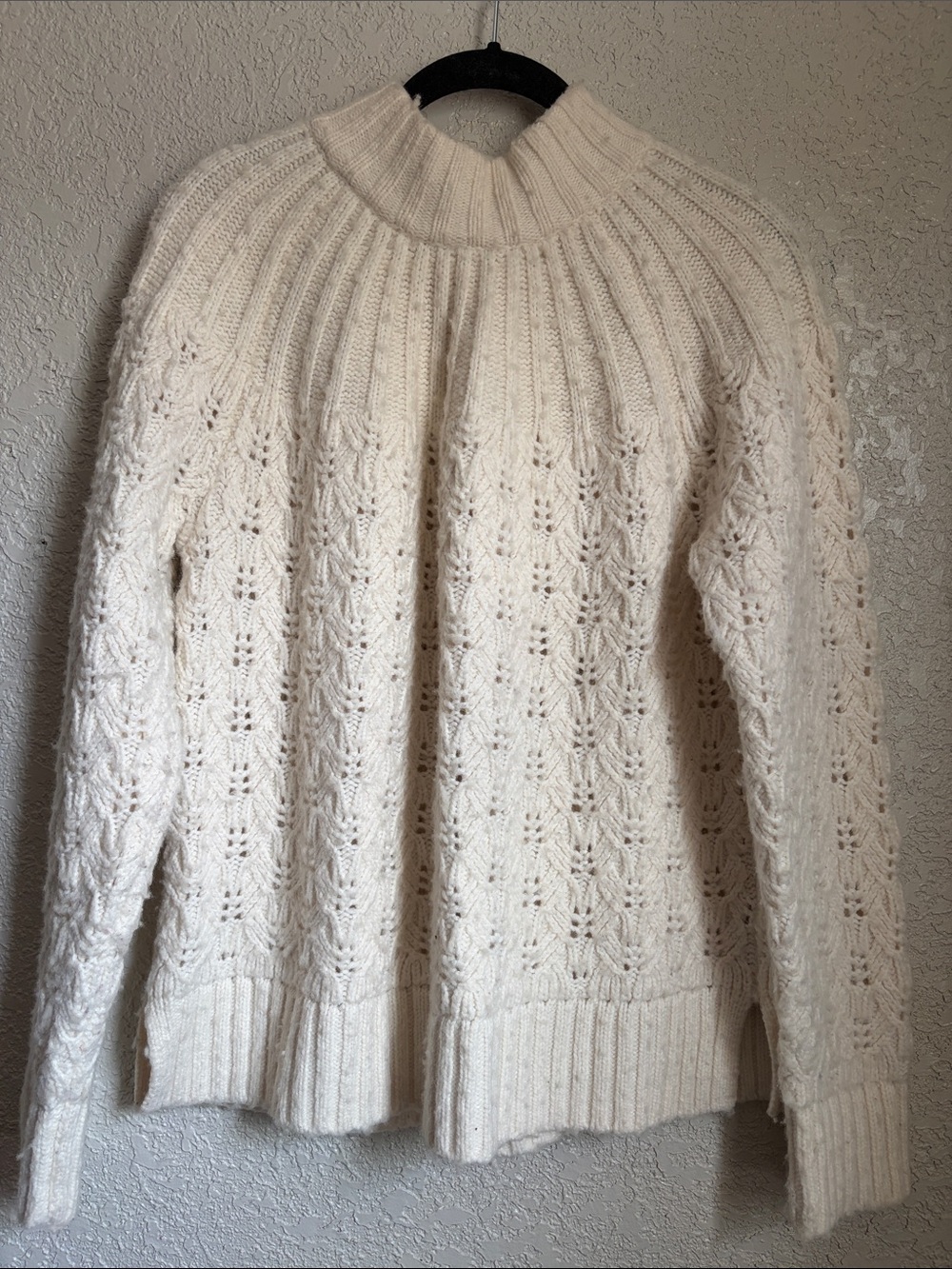 Madewell Cream Cable Mock Neck Sweater